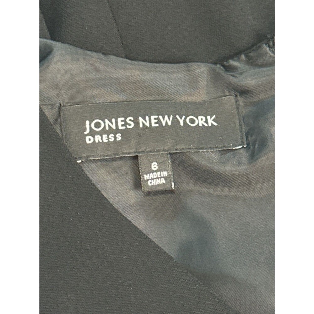 Jones New York Dress 6 Black Twist Front Tea Length Dress - Picture 8 of 8